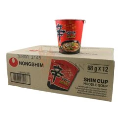 NongShim Shin Ramyun, Hot & Spicy Instant Nudeln Im Becher, 12x68g 816g